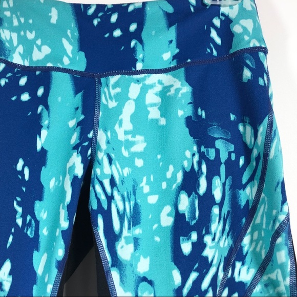 Zella Cropped Leggings Teal Blue Black Size Small - Picture 3 of 8